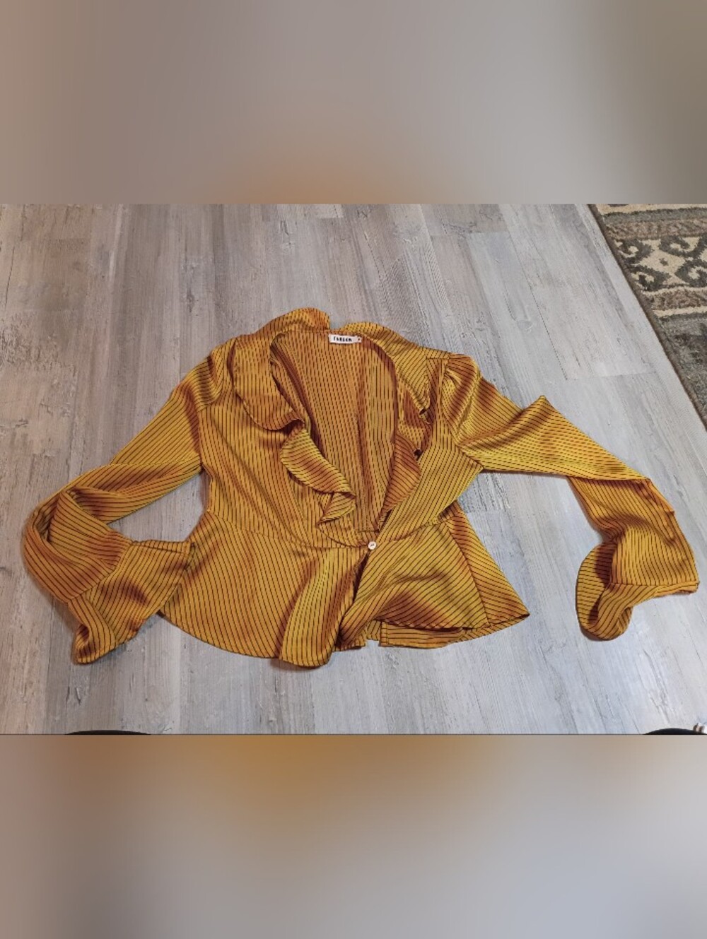 Mustard Yellow Ruffle Front Blouse - Unknown Brand